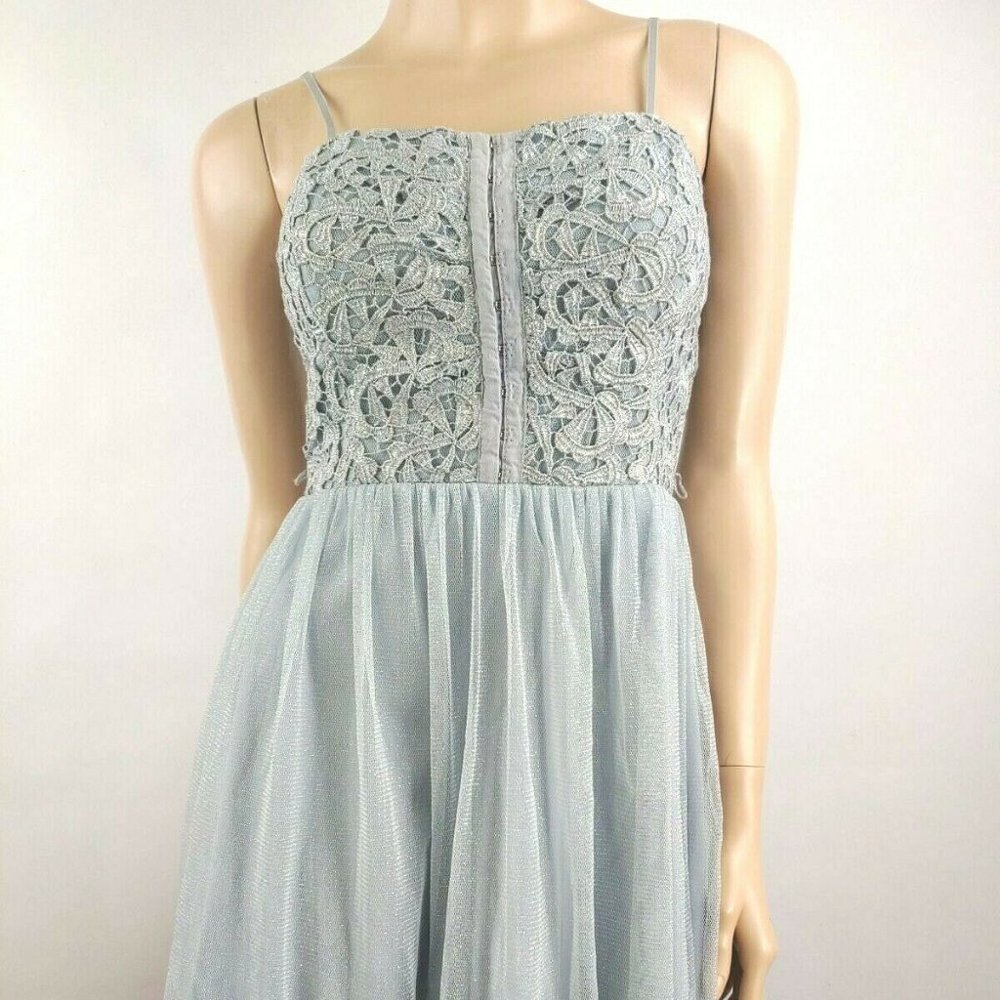 City Triangles Mini Dress Blue Lace And Tulle Size 7 - Picture 1 of 7